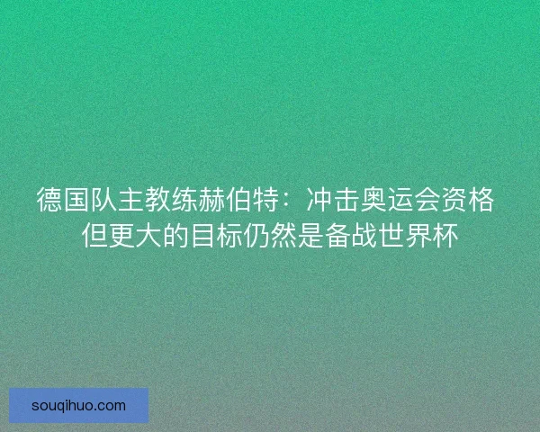 德国队主教练赫伯特:冲击奥运会资格 但更大的目标仍然是备战世界杯 德国队主教练赫伯特:冲击奥运会资格 但更大的目标仍然是备战世界杯
