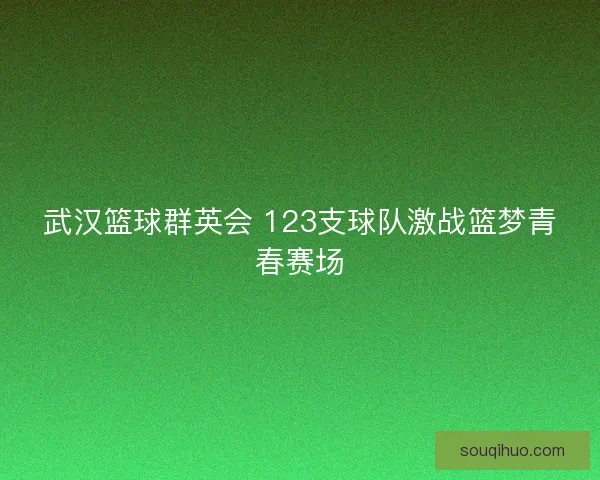 武汉篮球群英会 123支球队激战篮梦青春赛场