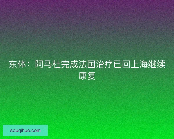 东体：阿马杜完成法国治疗已回上海继续康复
